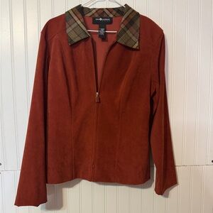 Sag Harbor Rust Blazer with Plaid Collar